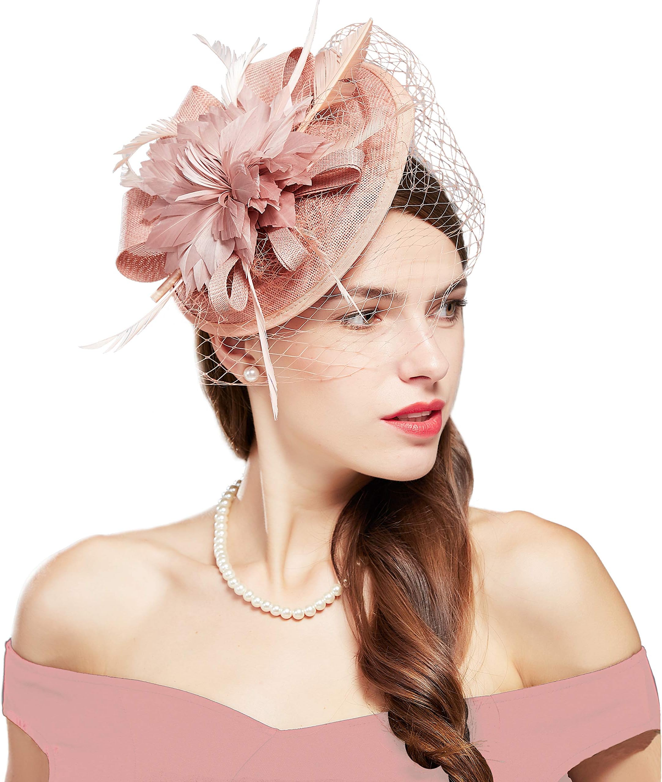 Fascinator Hat Veil Feather Fascinator Hair Clip Tea Party Pillbox Derby Hat Fascinator Bridal Wedding Veil