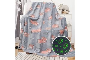 LOKOZ Cute Corgi Blanket Corgi Gifts for Corgi Lovers Glow in The Dark Blanket Flannel Plush Kids Blanket Corgi Stuff Decor Home Soft Flannel Blanket for Couch Sofa Christmas Birthday Gifts
