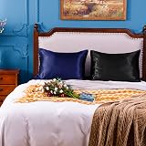 NTBAY Silk Satin Pillowcases 2 Pack 50x75 cm Navy Envelope Closure view 5