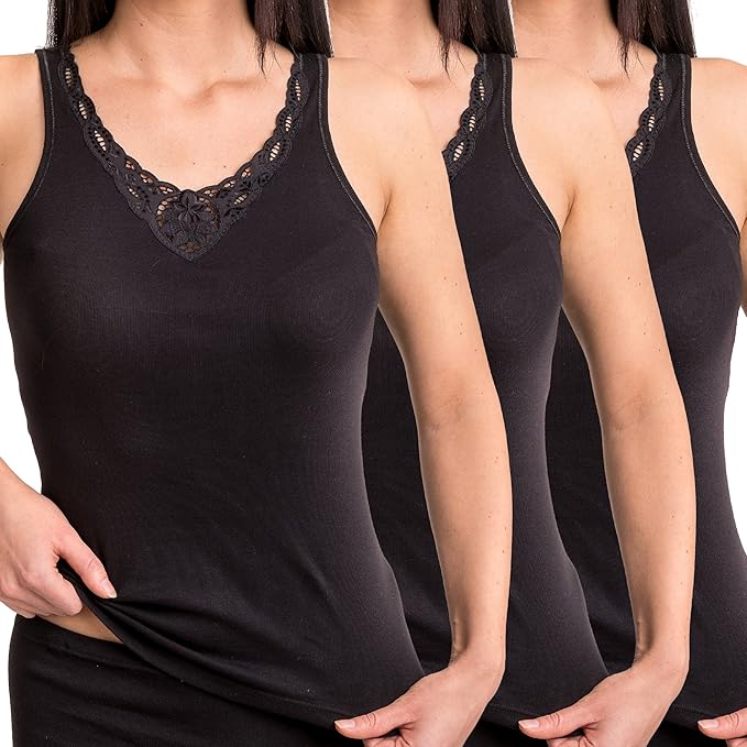 Ses Lot De 3 Maillots De Corps Pour Femme 100 Coton Lingerie Vetements Domadtechnologies Com