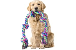 Aitmexcn Dog Rope Toys for Large/Medium Aggressive Chewers, Heavy Duty Dog Toys for Large Breed, 5 Knots Indestructible Dog Tug Toy for Boredom, 100% Cotton, Pull Rope, Teeth Cleaning