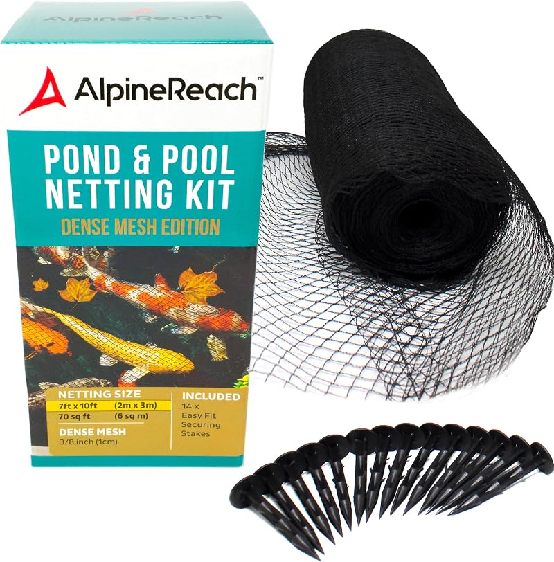 AlpineReach Koi Pond Netting Kit 2m x 3m Black Heavy Duty Mesh Net
