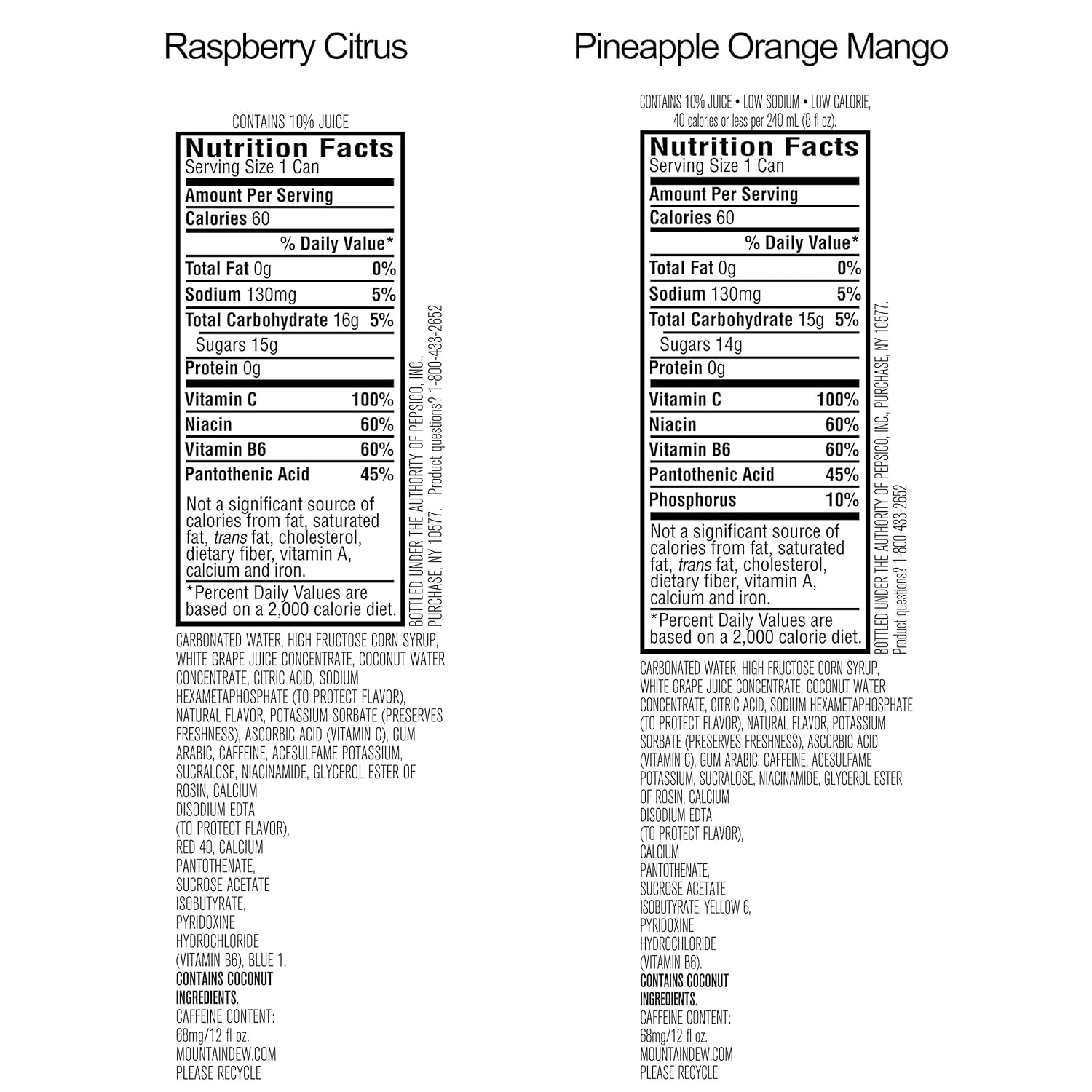 Mountain Dew Kickstart Nutrition Facts Sugar Runners High Nutrition