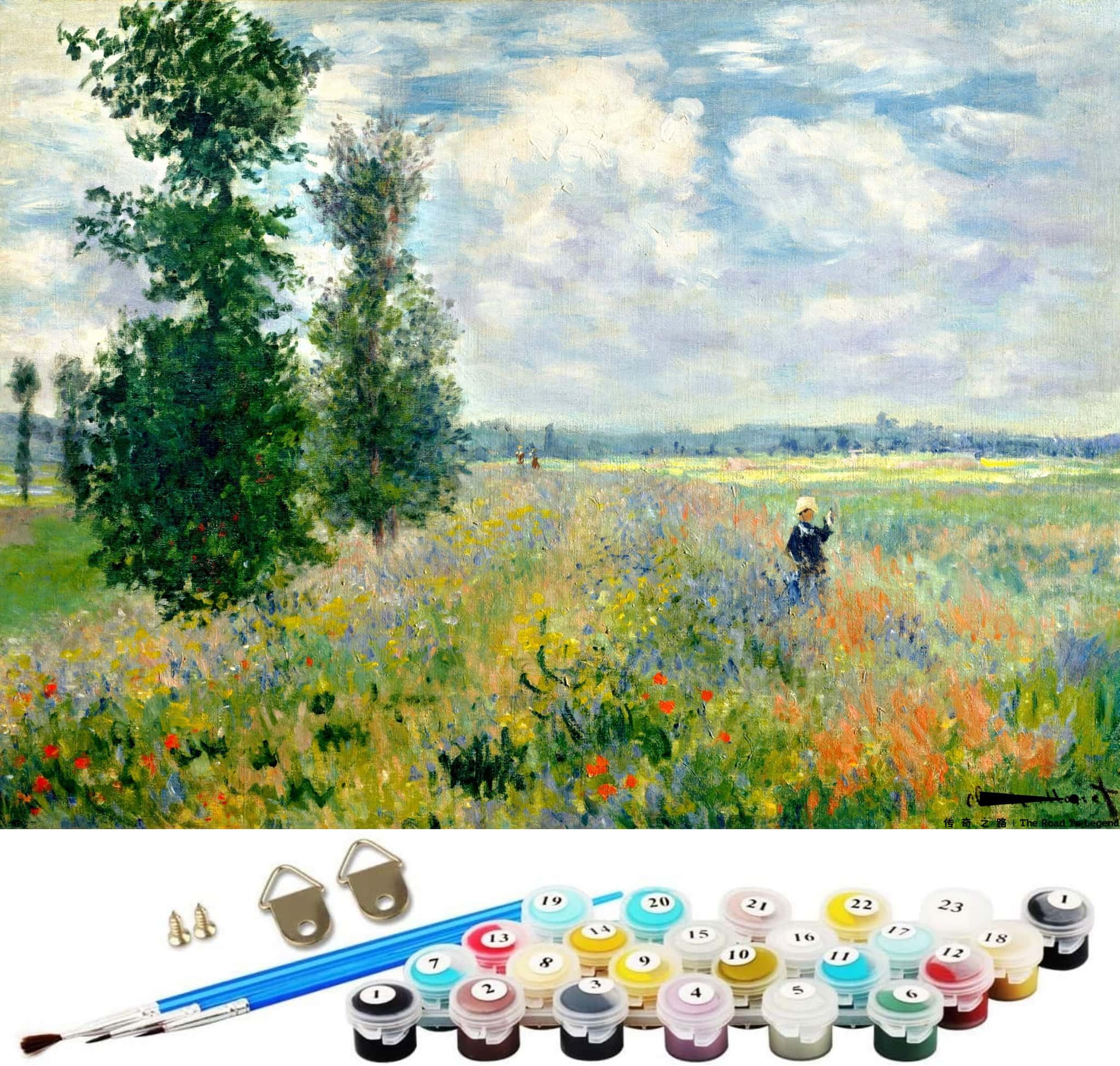WOWDECOR Paint by Numbers Kits for Adults Kids, DIY Number Painting - Monet Tea Tree Flowers 40 x 50 cm - New Stamped Canvas (Frameless)