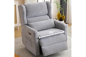 Rhevoy Oversized Swivel Rocker Recliner Chair, 26" Extra Wide Glider Nursery Chair with Adjustable Headrest, Chenille Power Recliner Rocking with Double Cushion, Cup Holder, Grey