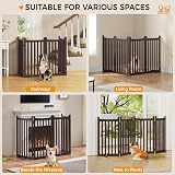 Yaheetech Wooden Dog Gate Indoor 4 Panels 91 cm H x 202 cm L Espresso view 6