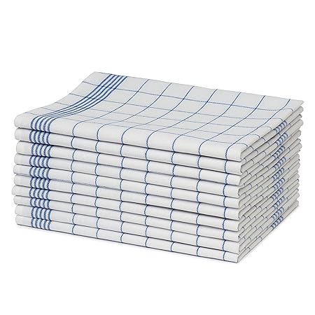 elb finesse ® 10er-Set Geschirrtücher / Geschirrhandtücher aus 100% Baumwolle / Trockentuch blau-weiß-karriert 50x70 cm / Küc