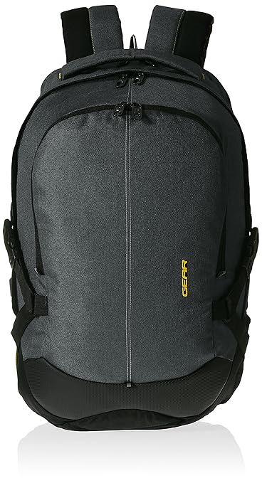 Gear Printed 36 ltrs Charcoal Grey and Yellow Casual Backpack (BKPOTLNR43812)