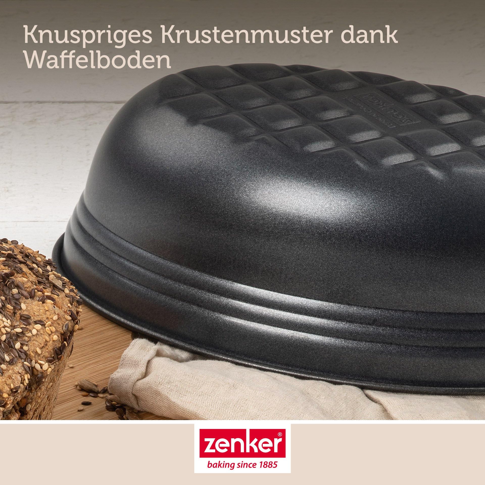 Zenker Brotform oval BLACK METALLIC, Brotbackform mit keramisch verstärkt Antihaftbeschichtung, Kuchenform aus hochwertigem Stahlblech, Backform für Brot (Farbe: Schwarz), Menge: 1 Stück 6