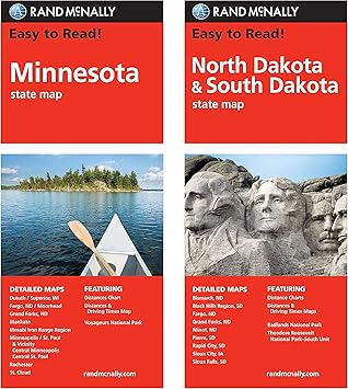 Amazon Com Rand Mcnally State Maps Minnesota And North Dakota South Dakota 2 Maps Office Products