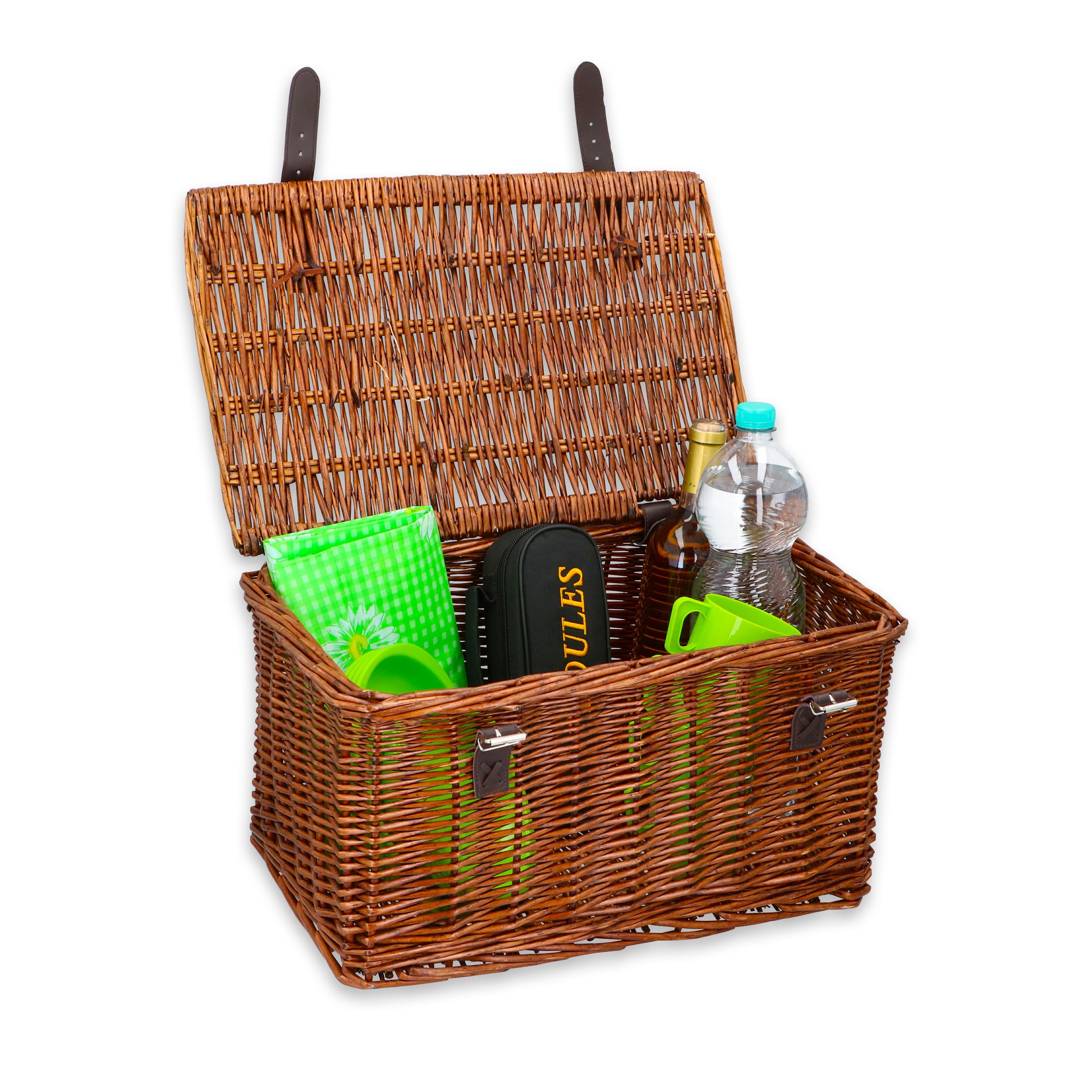 Bicycle Gear Wicker Basket - Brown, Rack Mount, Nostalgic Touch, Fits Many, Leather Straps