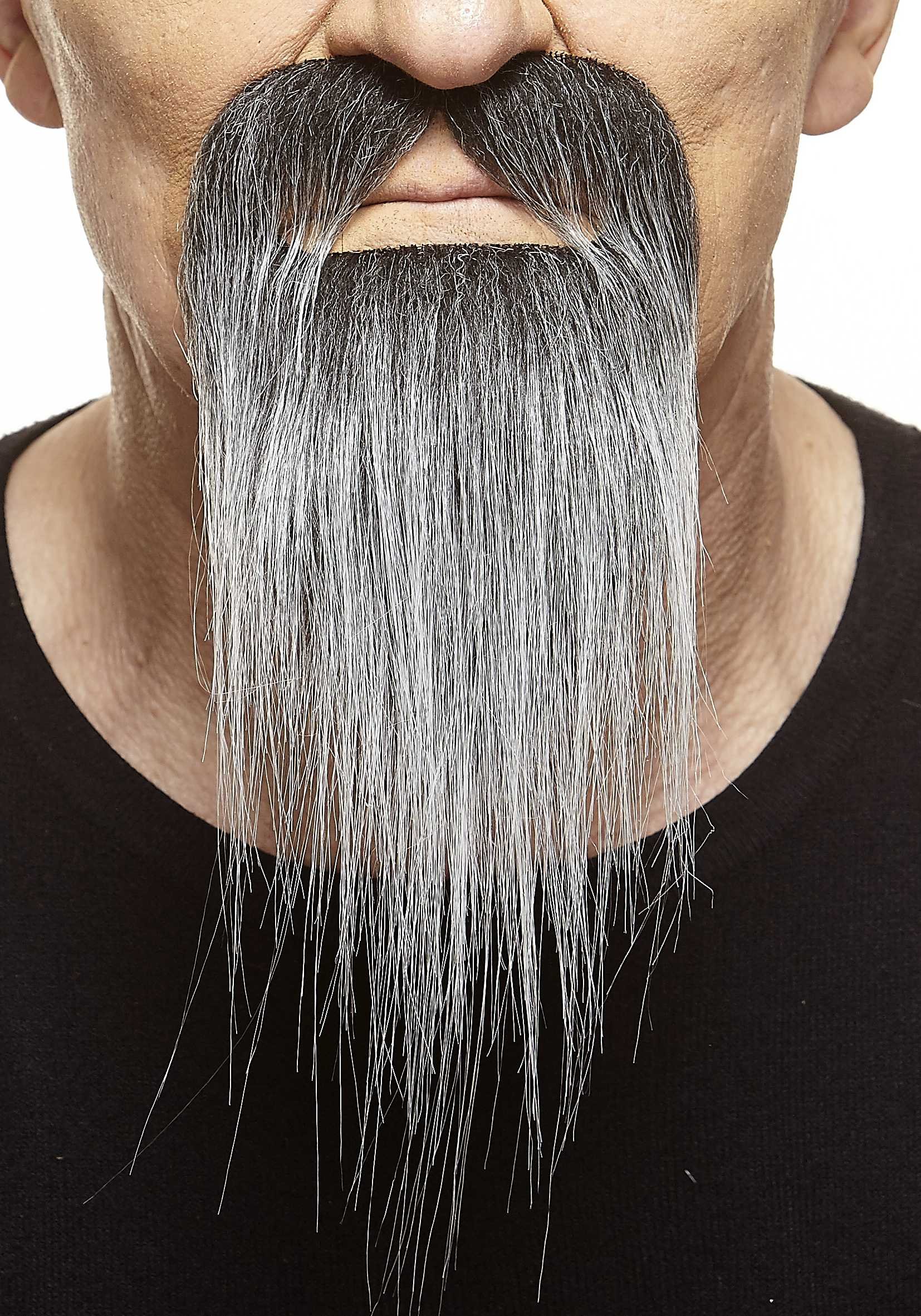 Mustaches Self-adhesive Ducktail Fake Beard, Novelty, Fake Facial Hair, Costume Accessory for Adults, Black and White Color