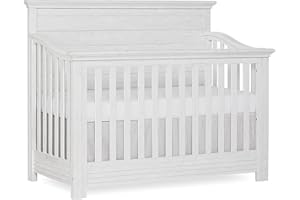 Evolur Waverly 5-in-1 Full Panel Convertible Crib in Weathered White, Greenguard Gold Certified 58.75x31.25x46.5 Inch (Pack of 1)