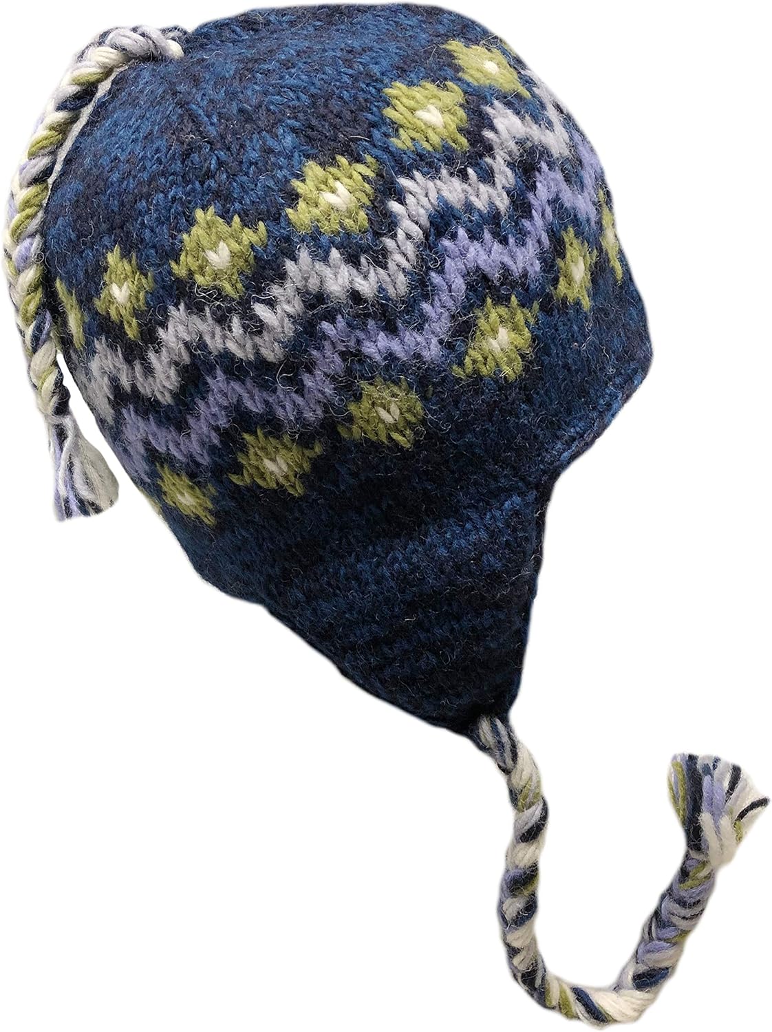 Nepal Hand Knit Sherpa Hat with Ear Flaps, Trapper Ski