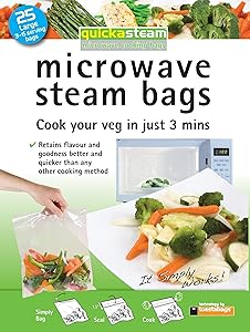 25-Pack Large Quickasteam Microwave Steam Cooking Bags for Faster, Healthier Vegetables