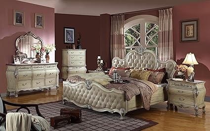 Amazon Com Mcferran Paris Ornate Bonded Leather Bedroom