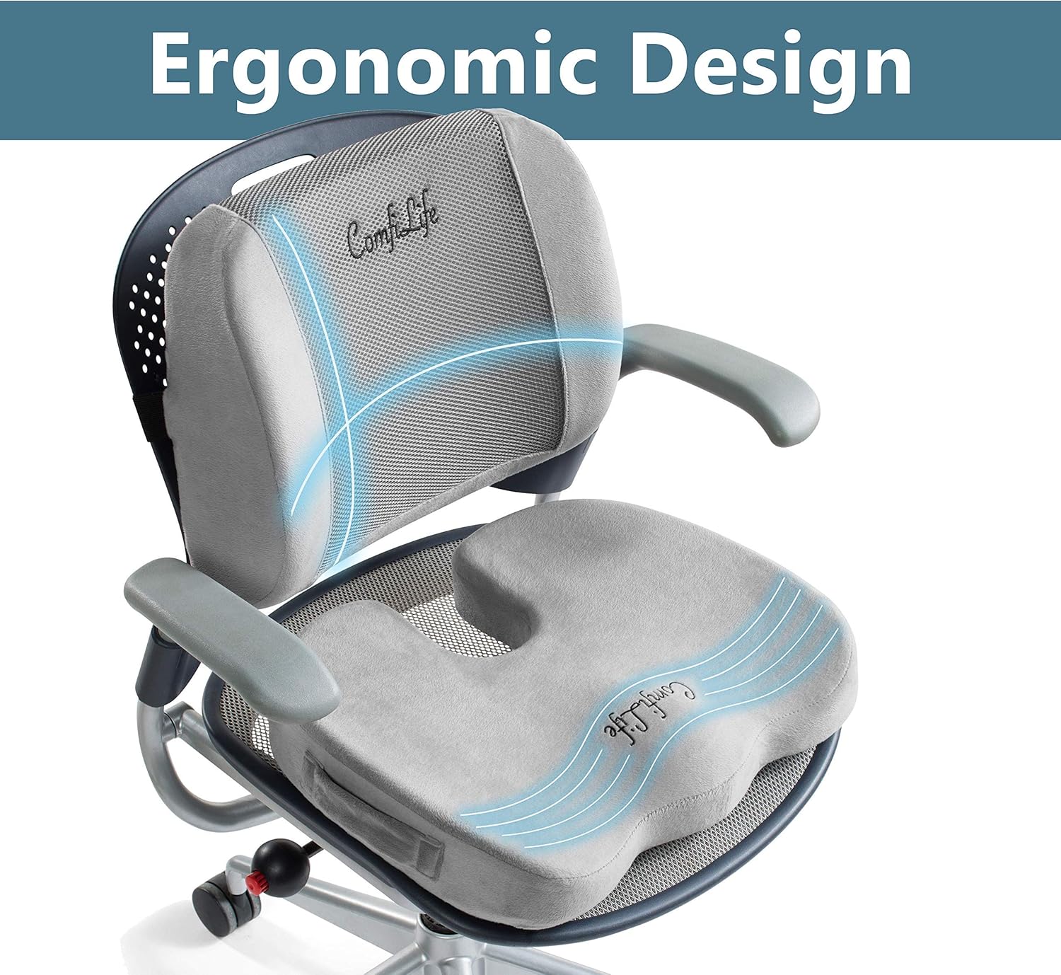ComfiLife Gel Enhanced Seat Cushion & Lumbar Support Bundle - Office Chair & Car Seat Cushion for Back Pain & Sciatica Relief - 100% Memory Foam : Office Products