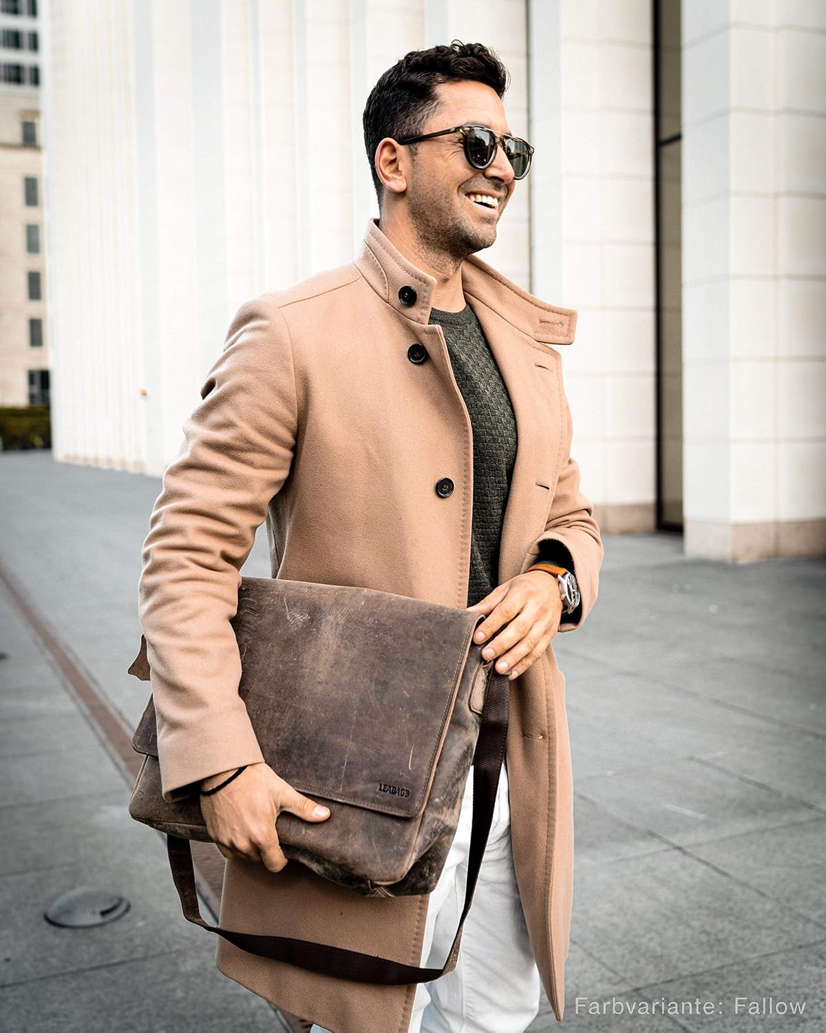 LEABAGS Oxford shoulder bag made of genuine buffalo leather in vintage look I laptop bag up to 15 inch I messenger bag I leather bag I shoulder bag I briefcase I 38x10x31cm - Image 3