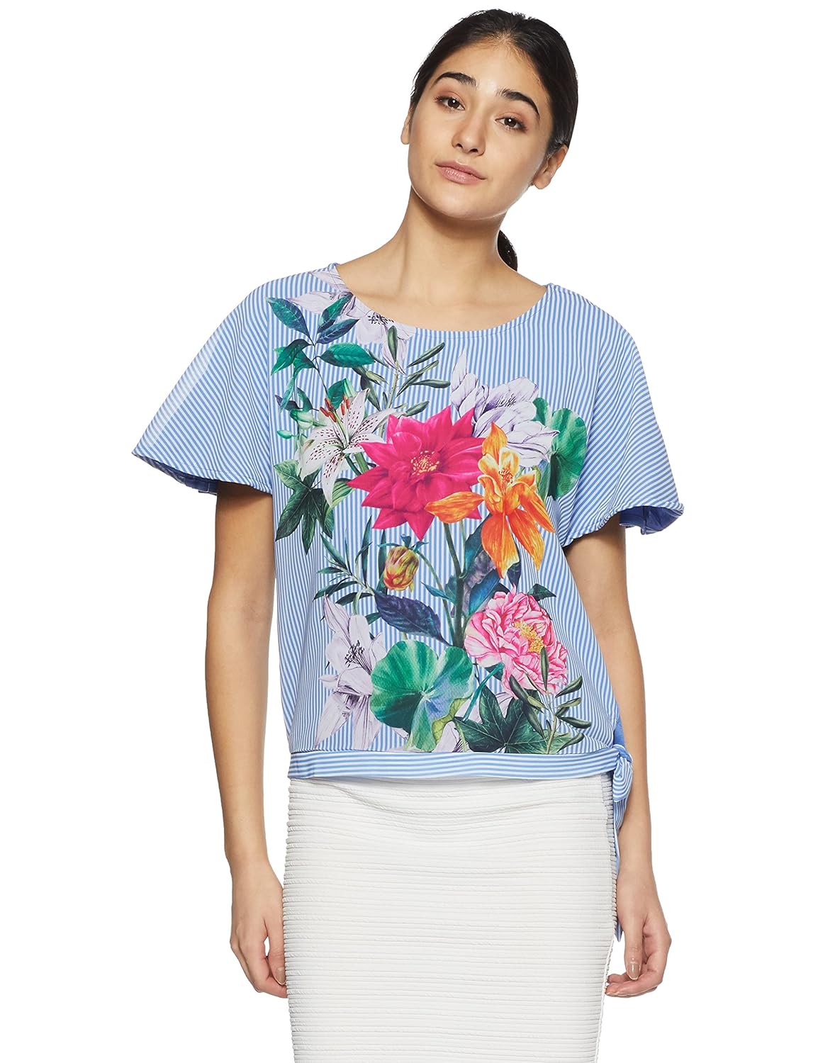 dj&c by fbb women's floral regular fit t-shirt