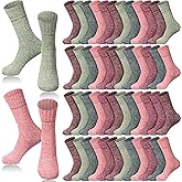 Hicarer 50Pairs Winter Vintage Socks Bulk, Warm Wool Thick Knit Thermal Socks for Women Men Christmas Gifts