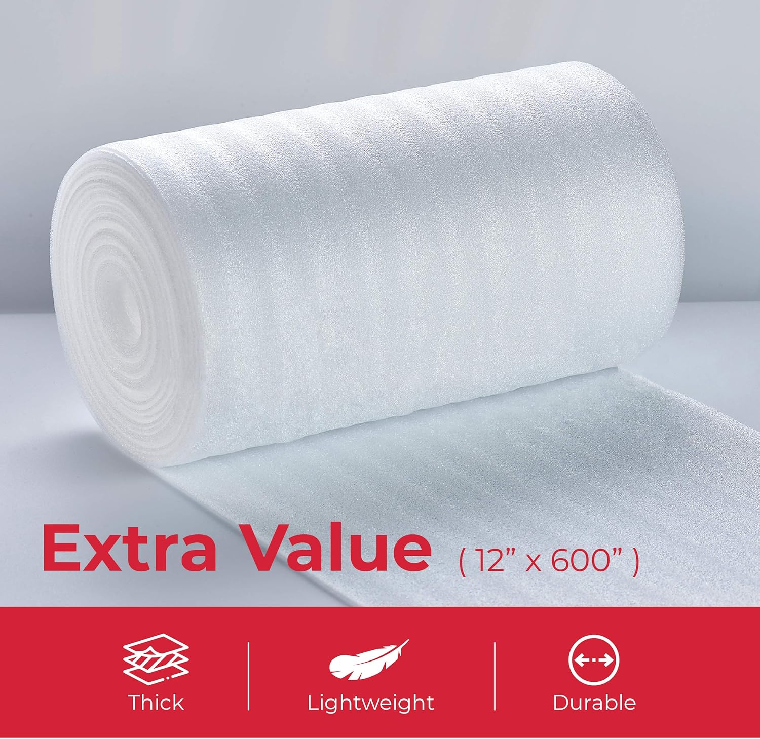 enKo Foam Wrap Roll (1-Roll) 12" Wide x 600" Length (Inch) Foam Wrap Roll Cushioning Moving Supplies Protect Glasses, China, Dishes for Shipping Storing Packing with 20 Fragile Stickers Labels: Office Products