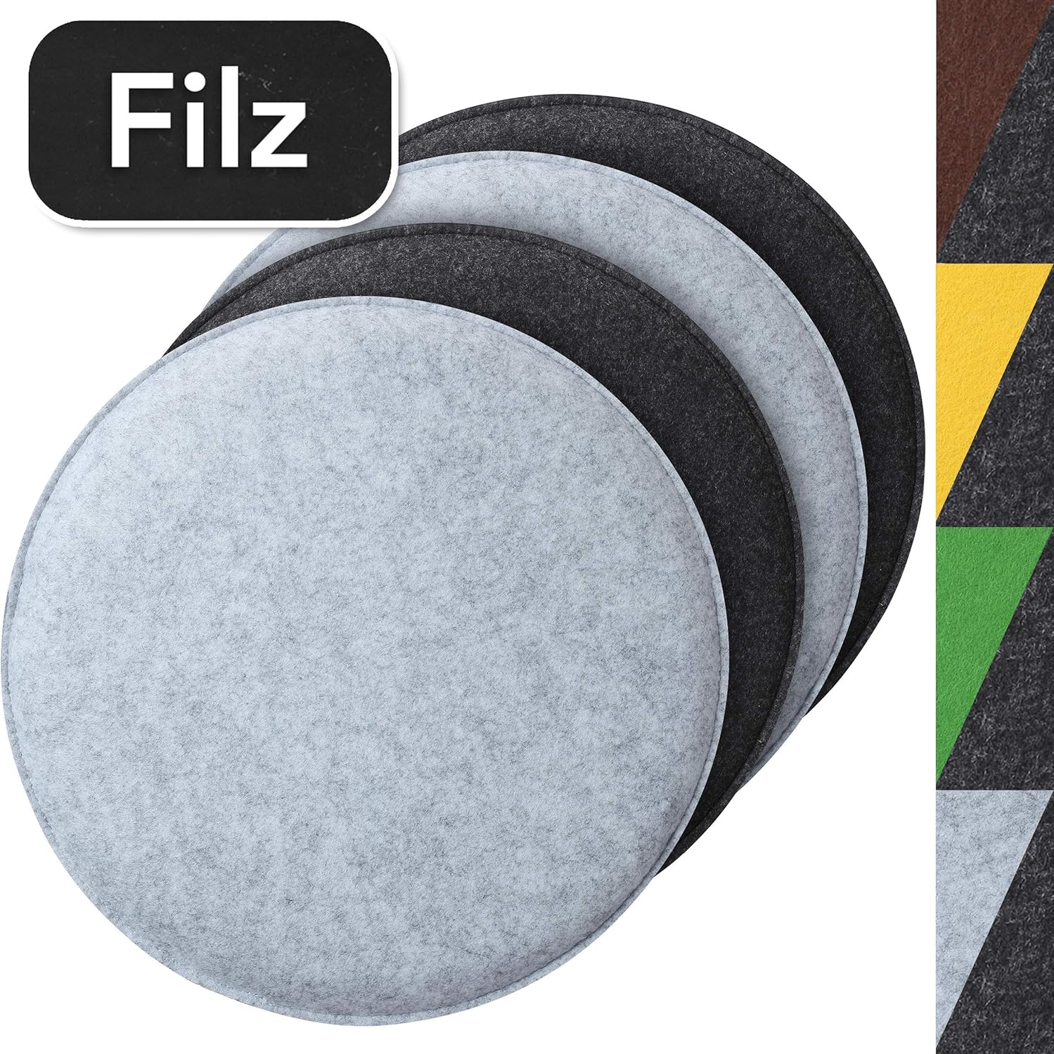 Sidorenko Comfortable Dining Chair Cushions Round Made of Felt Ø 34cm