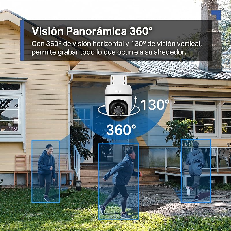 C51A - Cámara de Vigilancia WiFi Exterior 360º, 2K 3MP, Detección IA