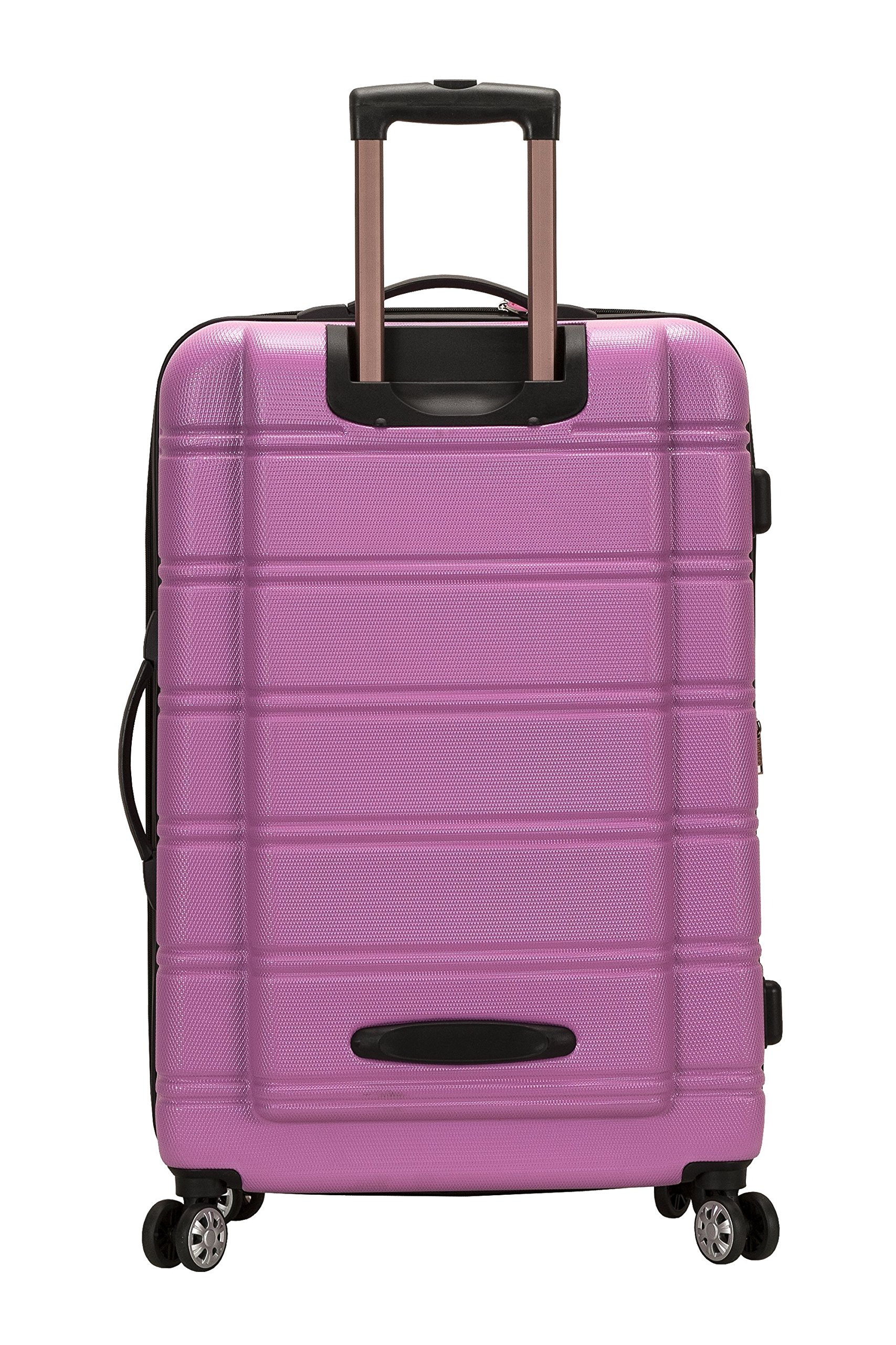 Rockland Melbourne Hardside Expandable Luggage with Spinner Wheels, Pink, Checked Large 28