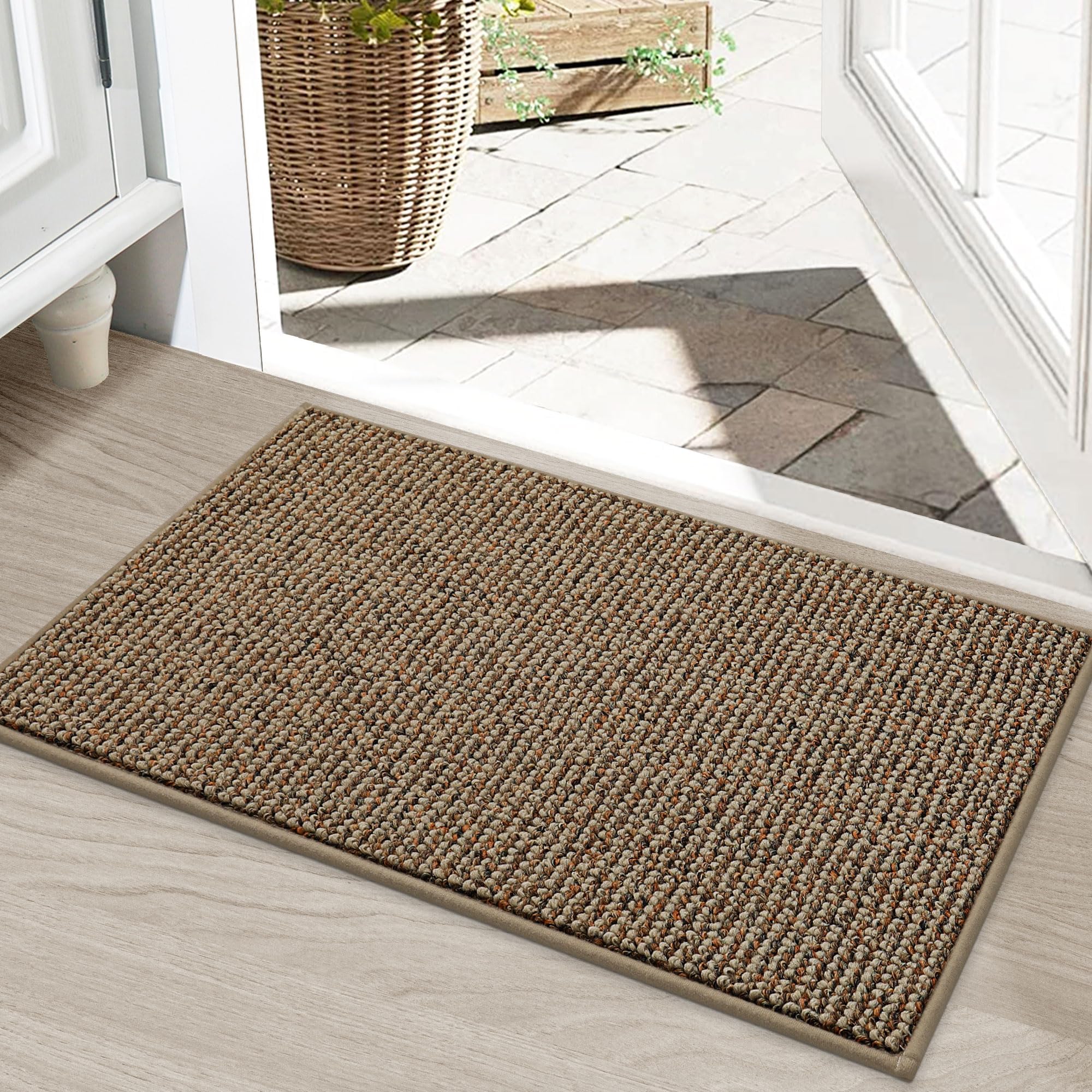 Photo 1 of BEQHAUSE Dirt Trapper Door Mat 20" x 32", Non-Slip Washable Doormats Entrance Mat, Dirt Resistant and Absorbent Welcome Mat, Low Profile Floor Mats for Front Back Door and Entryway, Beige