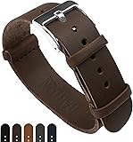 BARTON Leather NATO Style Watch Straps - Choose Color, Length & Width - 18mm, 20mm, 22mm, 24mm Bands