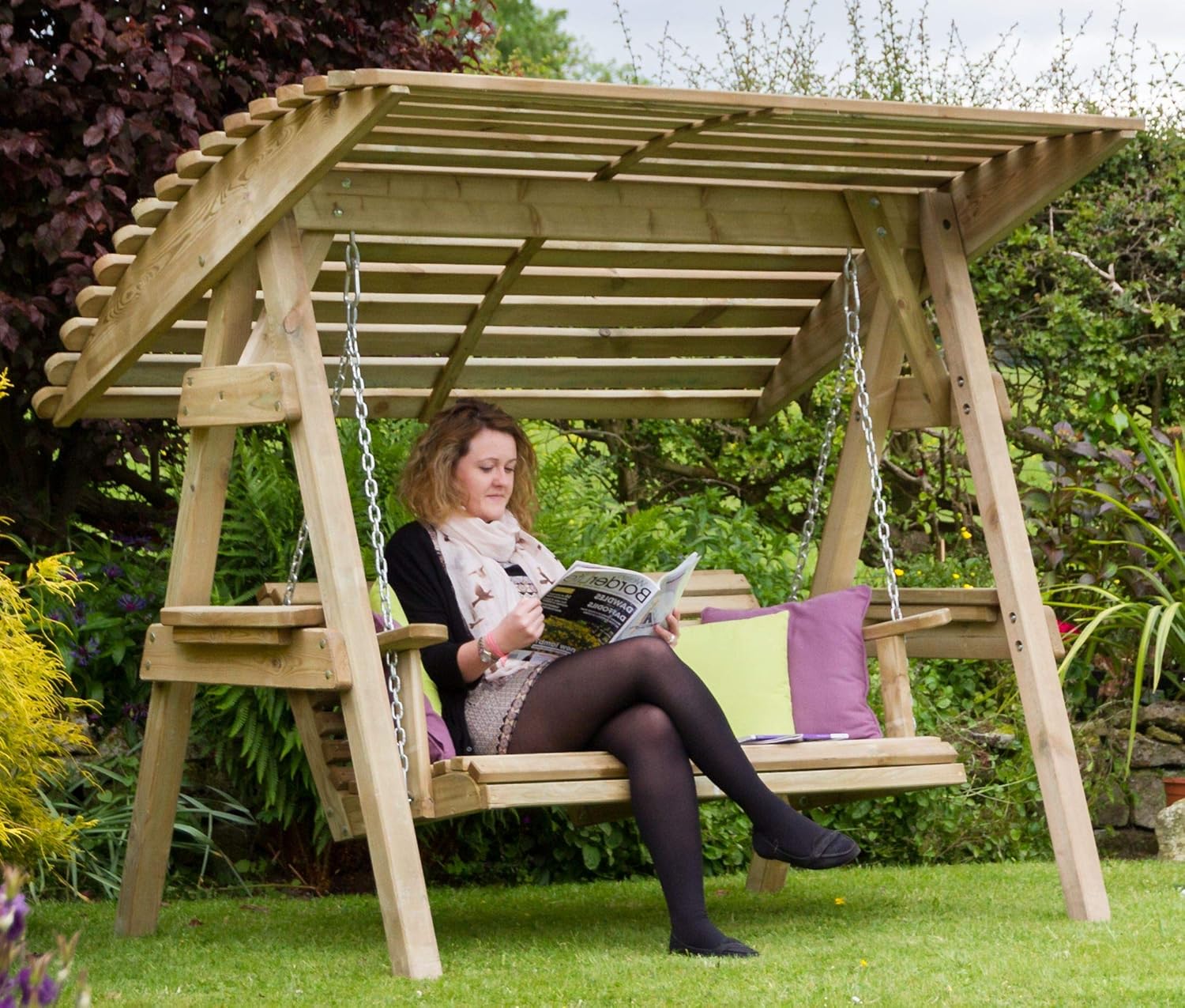 2 Seater Swing With Canopy Wooden Garden Swing 2 3 Seat Chair Seat Hammock Bench Furniture Lounger Garden Outdoors Canopy Swings Cate Org