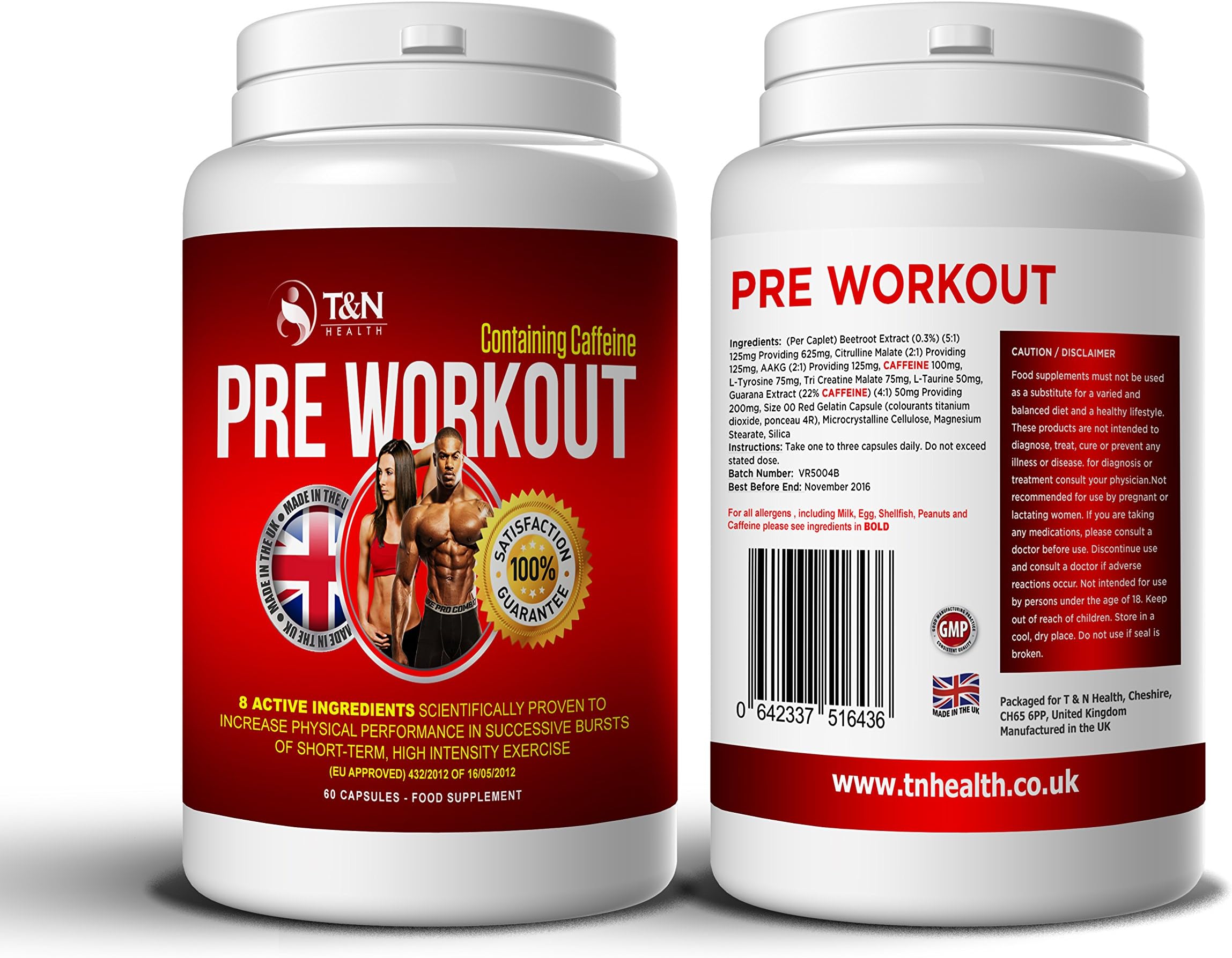 Pre Workout Supplement - Natural Fat Burner for Men and Women - Improve Gym Performance with These Enhanced Strength Ingredients Including AAKG, L-Tyrosine, L-Taurine
