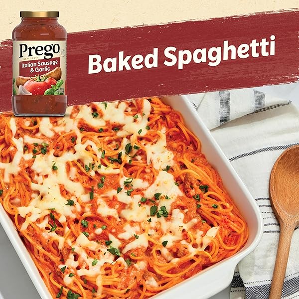 PREGO ITALIAN SAUSAGE AND GARLIC MEAT SAUCE, 23.5 OZ JAR