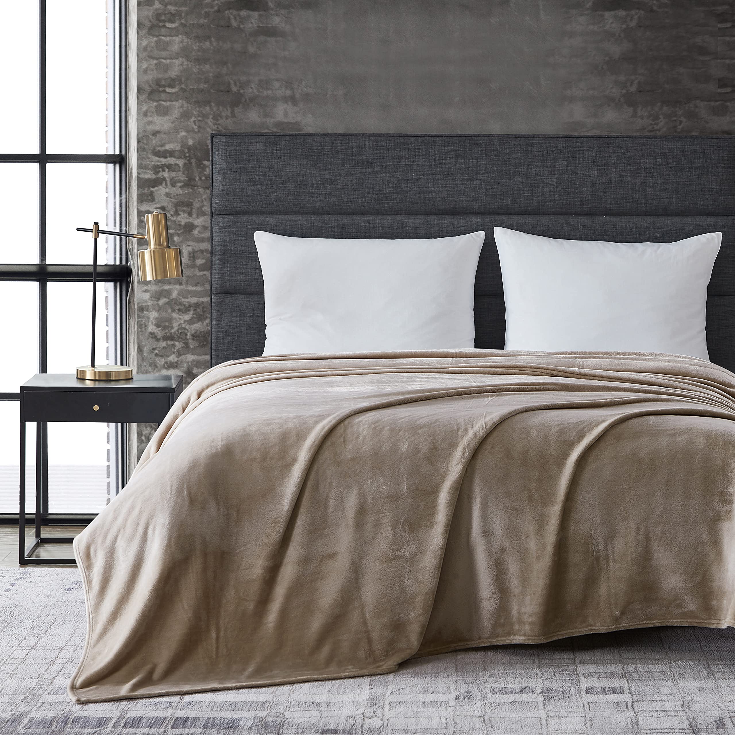 Photo 1 of Kenneth Cole - King Blanket, Plush Fleece Bedding, Cozy Home Decor for All Seasons (Solid Beige, King)