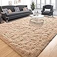 Tepook Super Soft Fluffy Rug for Bedroom, Modern Shaggy Rug Fuzzy Kids Rug for Living Room, Plush Indoor Nursery Home Decor Dorm Rug with Non-Slip Bottom, Beige, 4 X 6 Feet
