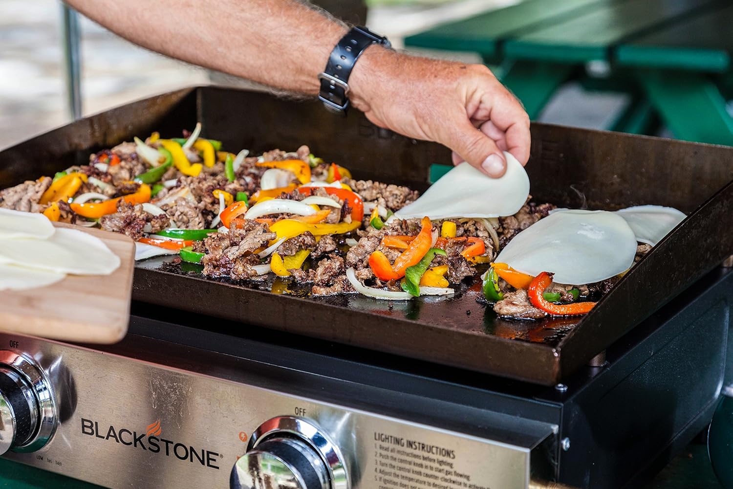 Blackstone 1666 Heavy Duty Flat Top Grill Station for Kitchen, Camp, Outdoor, Tailgating, Tabletop, Countertop – Stainless Steel Griddle with Knobs & Ignition, 22 Inch, Black: Garden & Outdoor