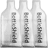 Reusable Wine Protector Travel Bag by Bottle Shield (3-pack) - Unbreakable Bottle Sleeve, Leak Proof & Double Layer Bubble Protection | Travel Bags for Suitcase Luggage, Clear