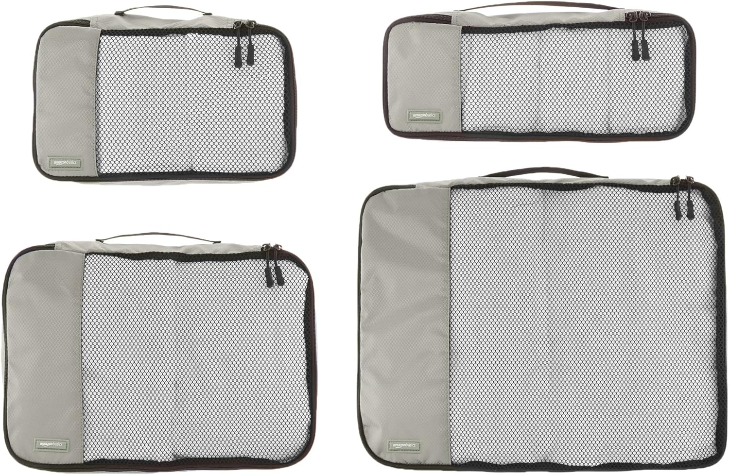  | Basics 4 Piece Packing Travel Organizer Cubes Set, Grey | Packing Organizers