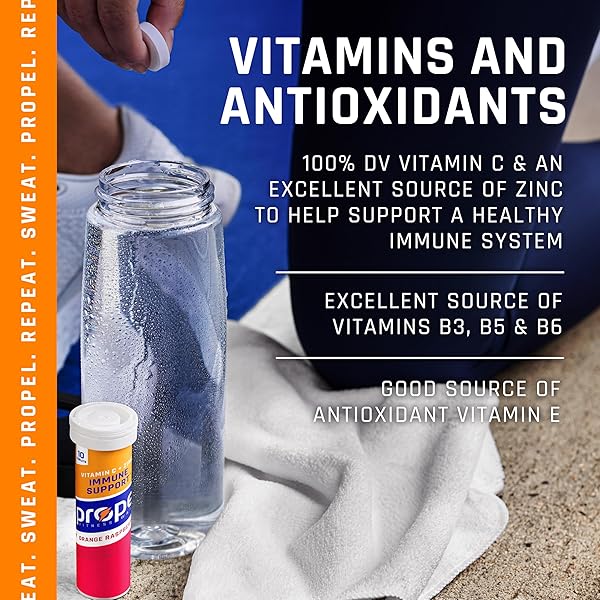 PROPEL IMMUNE SUPPORT TABLETS, VITAMIN C + ZINC, GATORADE ELECTROLYTES, ZERO SUGAR, MAKES 16.9 FL OZ, 2 FLAVOR VARIETY PACK, 10 COUNT (PACK OF 4)