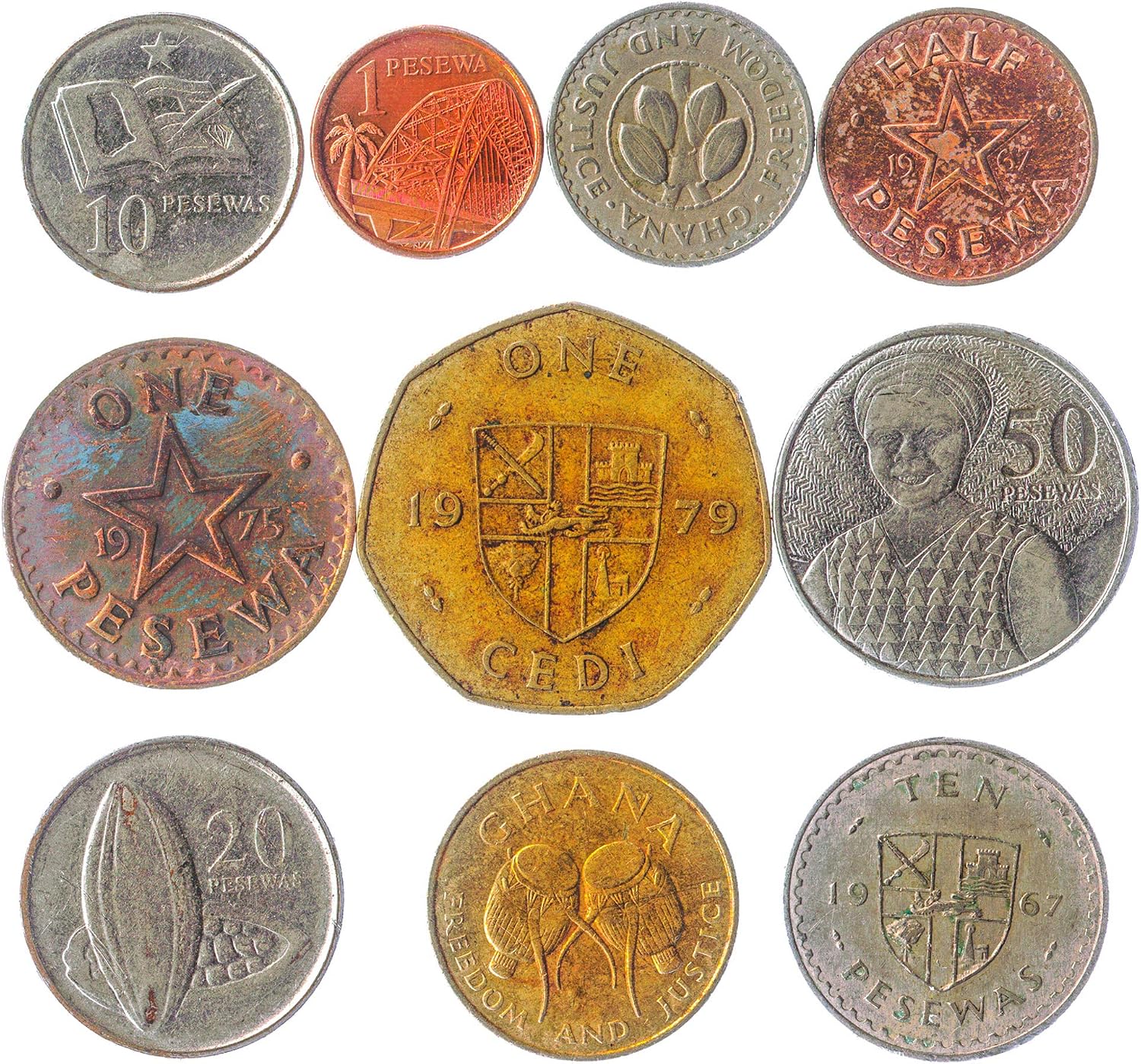 10 Ghana Coins 1 Pesewa - 1 Cedi, Small - Image 3