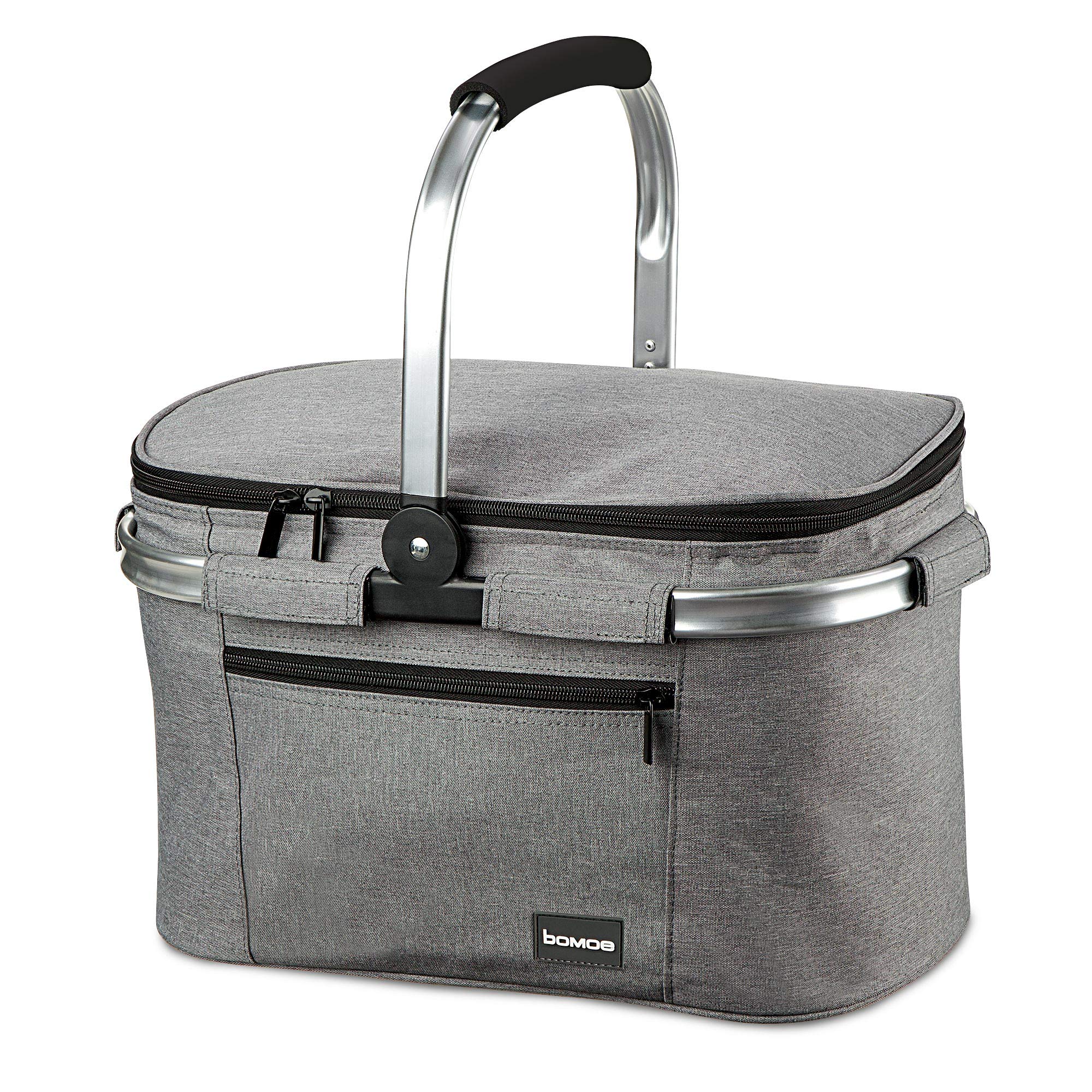 bomoe Insulated Picnic Basket – Foldable Thermal Basket 22 Litre – Thermal Cooler Bag Picnic Shopping Cool Bag with 16h Cooling Function & Collapsible Carrying Handle – Icebreezer K37