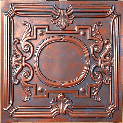 Drop In Ceiling Tile Faux Tin Painted Rustic Copper Ceiling Panels