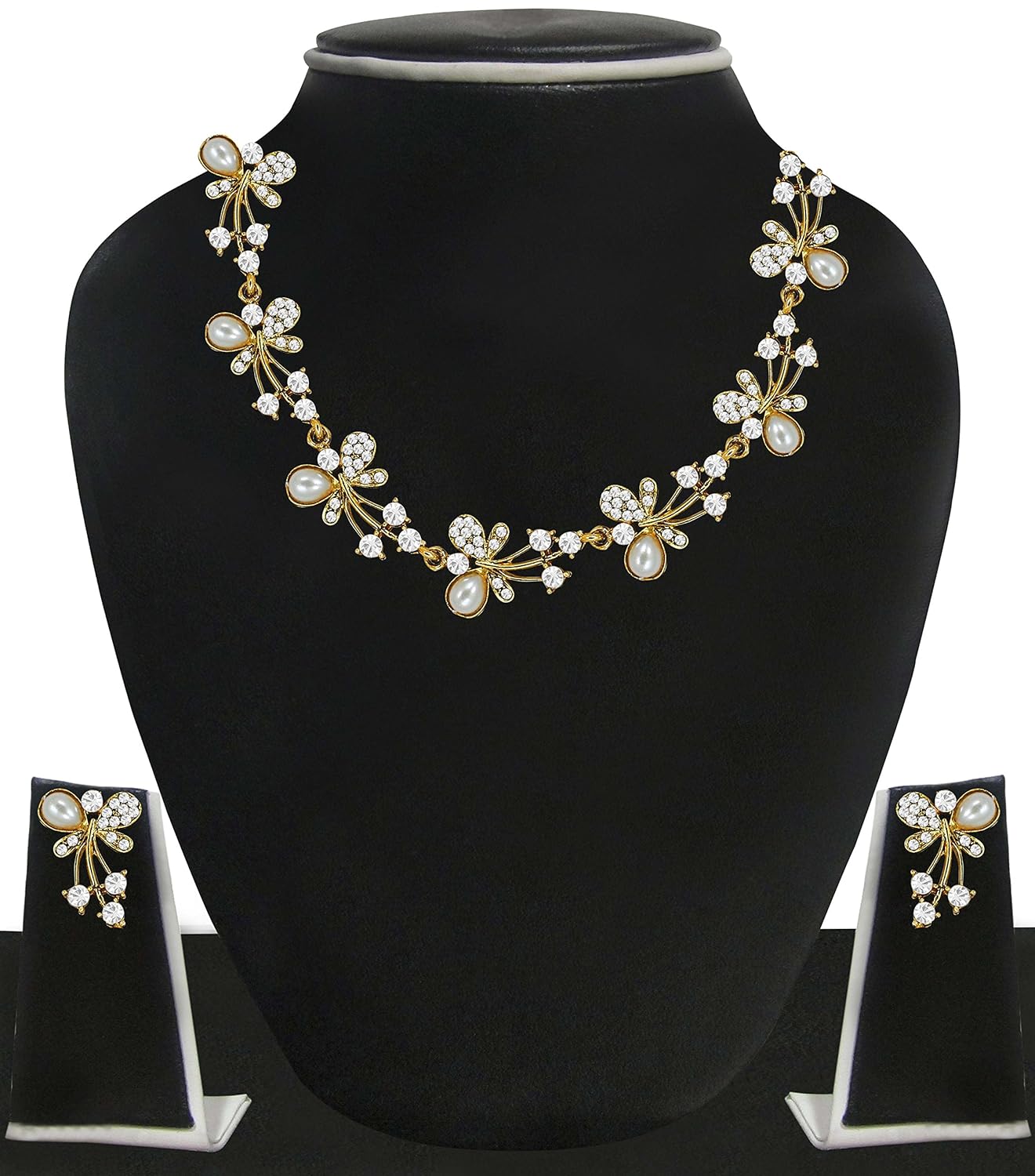 zaveri pearls jewellery set for women (golden)(zpfk5216)