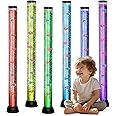 4FT Sensory LED Water Bubble Tube Lamp with 12 Fish and Color Changing Light Effects. Fantasy Bubble Fish Tube Relax for Autistic ADHD Children Alleviating Stress and Anxiety in Adults