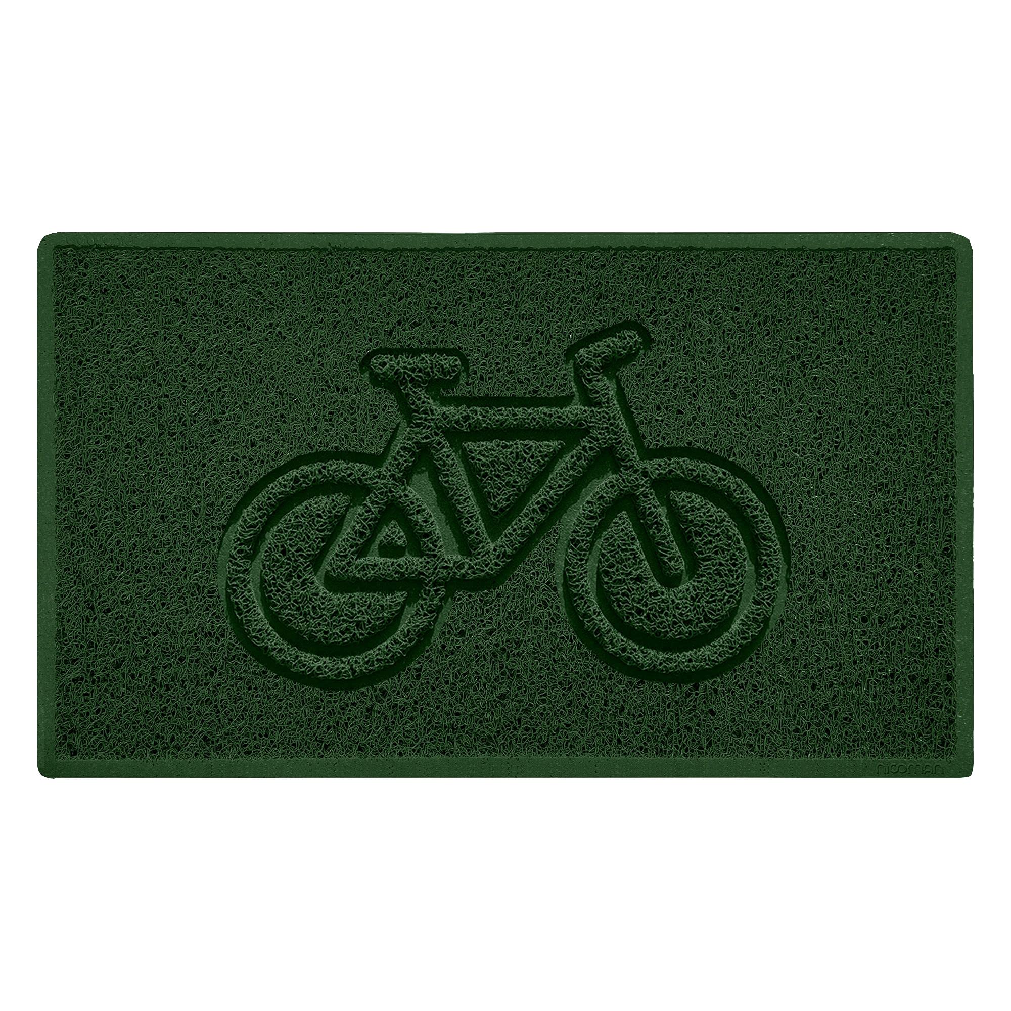 Nicoman Bike Embossed Shape Door Mat Dirt-Trapper Washable Barrier Doormat-(Use Indoor or Sheltered Outdoor)-(75x44cm/29.5x17.3inches,Medium) Green