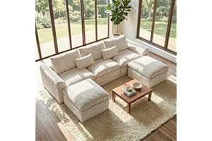 Modern Sectional Cloud Couch - 120'' Soft Modular Sectional Sofa – No Assembly Required - Deep Seat Couches with 2 Movable Ot