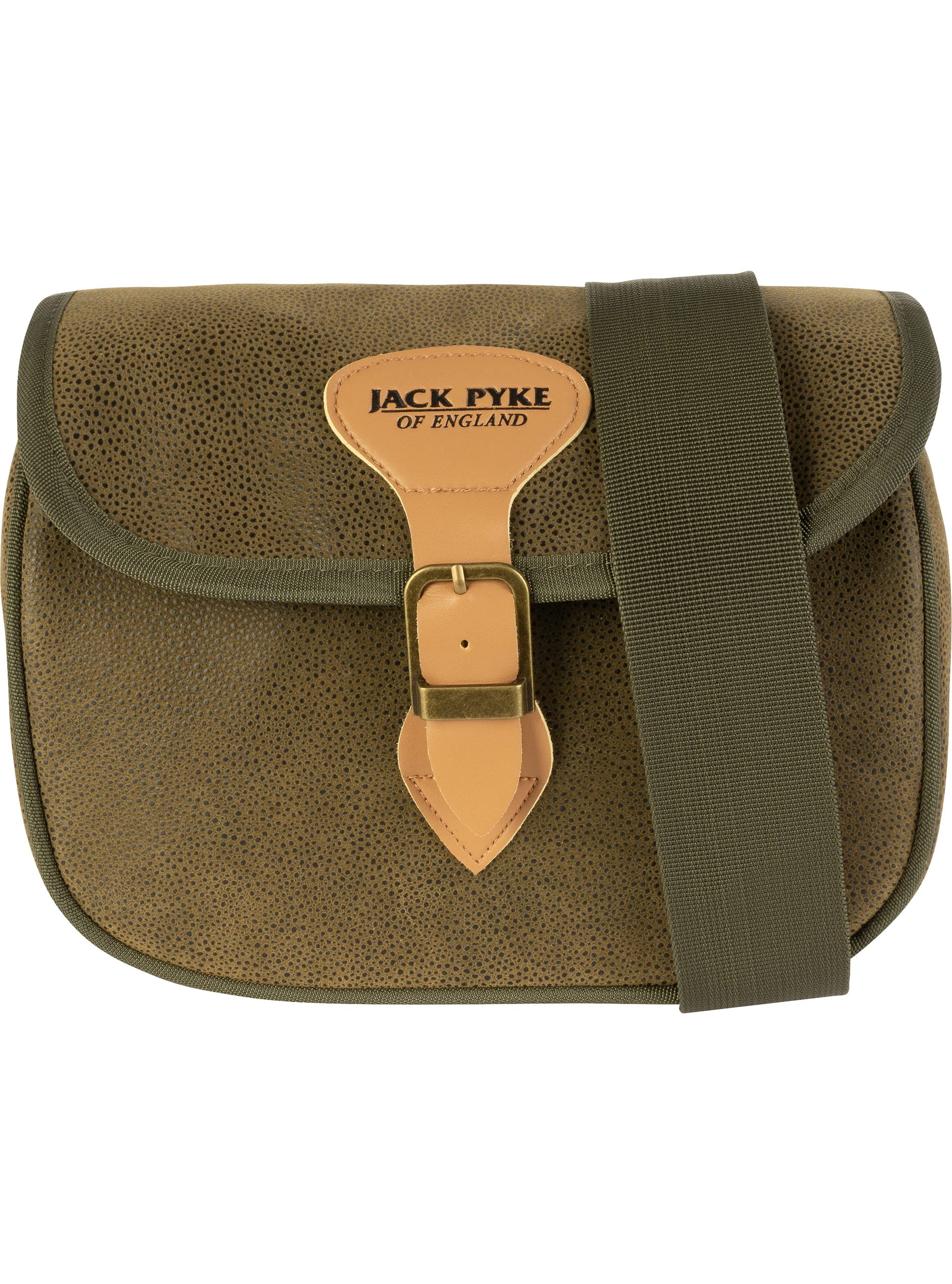 JACK PYKE Speed Loader Cartridge Bag Duotex – Durable Shooting Bag with Leather Fastenings, Adjustable Strap, Holds 70+ Cartridges for Clay Shooting & Game - Green