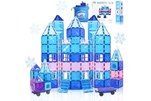BIG BEAR CAVE 104pcs Magnet Tiles Building Blocks - 3D STEM Educational Magnetic Tiles Building Blocks Toddler Boy Girls Toys Age 4-5 6-8+ for Pretend Play and Birthday