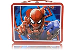 Fast Forward Marvel Spiderman Lunch Box for Kids | Spiderman Tin Lunchbag for Boys, Girls, Unisex | Tin Lunchbox Storage, Toddler Snack Box, Bookbag Accessory | Ages 3+