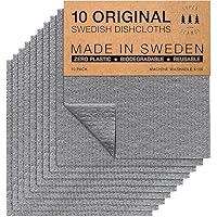 SUPERSCANDI 10 Pack Swedish Dish Cloths for Kitchen - 100% Biodegradable & Compostable | Washable Kitchen Cloths, Food-Safe &